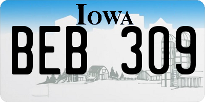 IA license plate BEB309