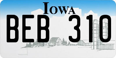 IA license plate BEB310