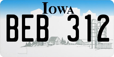 IA license plate BEB312