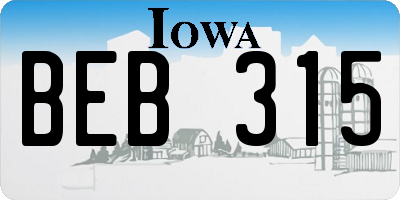 IA license plate BEB315