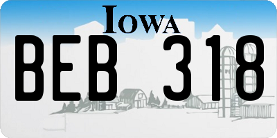 IA license plate BEB318