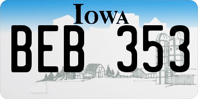 IA license plate BEB353
