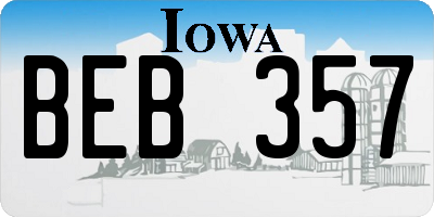 IA license plate BEB357