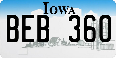 IA license plate BEB360