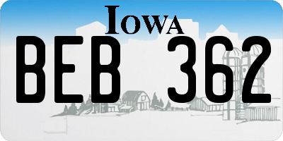 IA license plate BEB362