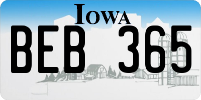 IA license plate BEB365