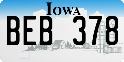 IA license plate BEB378