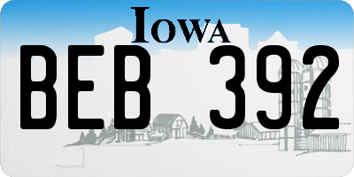 IA license plate BEB392