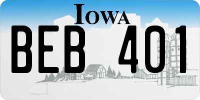 IA license plate BEB401