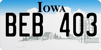 IA license plate BEB403