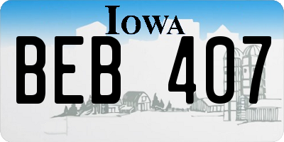 IA license plate BEB407