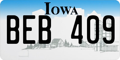 IA license plate BEB409