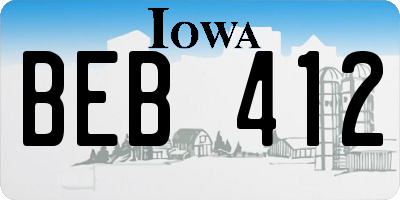 IA license plate BEB412