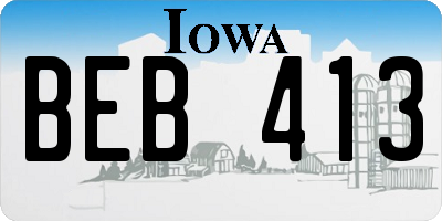 IA license plate BEB413