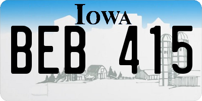 IA license plate BEB415