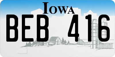 IA license plate BEB416