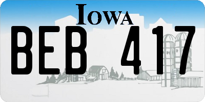 IA license plate BEB417