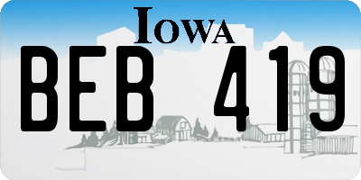 IA license plate BEB419