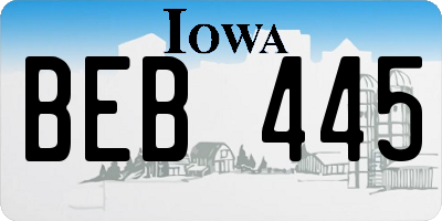 IA license plate BEB445