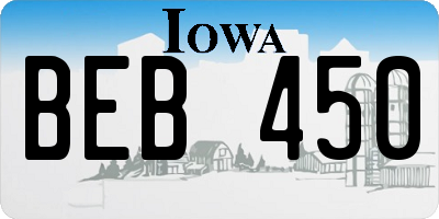 IA license plate BEB450