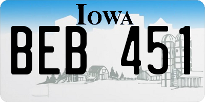 IA license plate BEB451