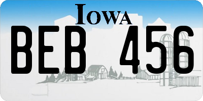 IA license plate BEB456