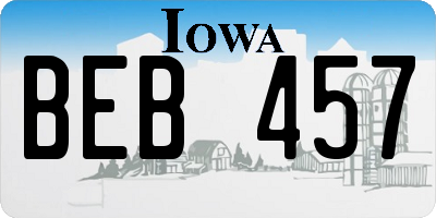 IA license plate BEB457