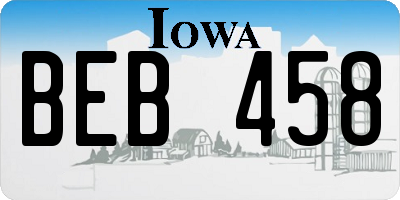IA license plate BEB458