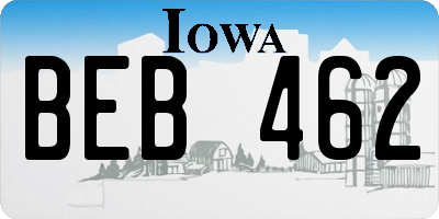 IA license plate BEB462