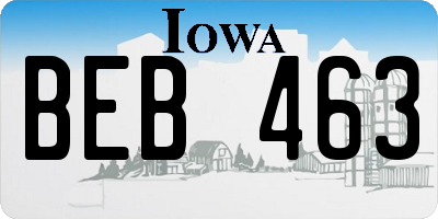 IA license plate BEB463