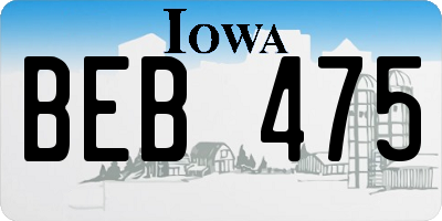 IA license plate BEB475