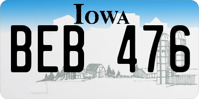 IA license plate BEB476