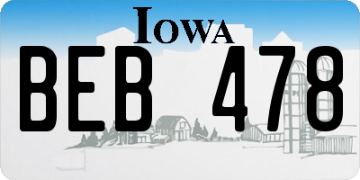 IA license plate BEB478