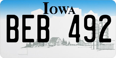 IA license plate BEB492