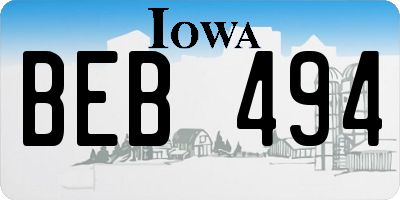 IA license plate BEB494