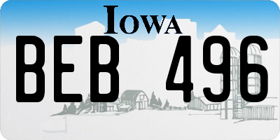 IA license plate BEB496