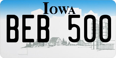 IA license plate BEB500