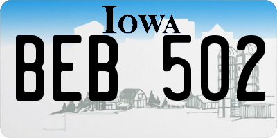 IA license plate BEB502