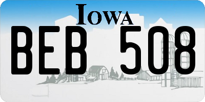 IA license plate BEB508