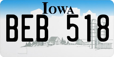 IA license plate BEB518