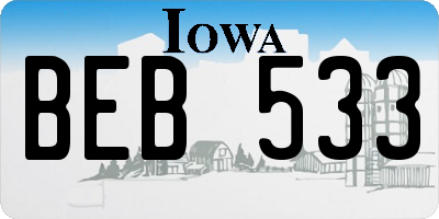 IA license plate BEB533