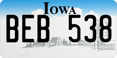 IA license plate BEB538
