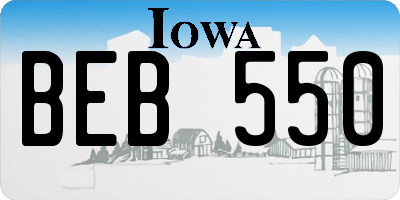 IA license plate BEB550