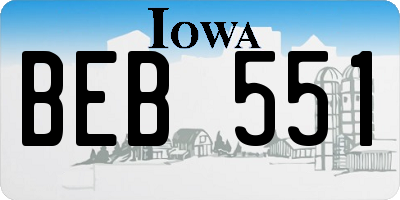 IA license plate BEB551