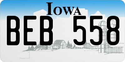 IA license plate BEB558