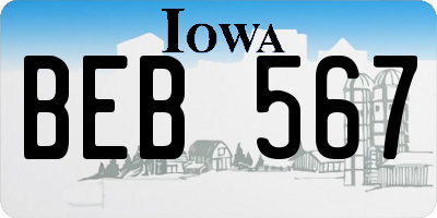 IA license plate BEB567
