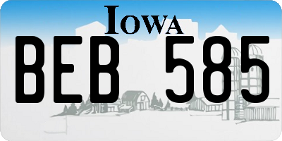 IA license plate BEB585