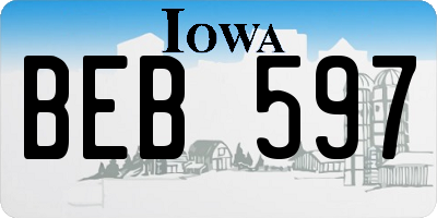 IA license plate BEB597