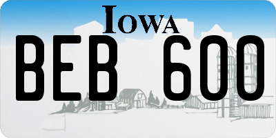 IA license plate BEB600