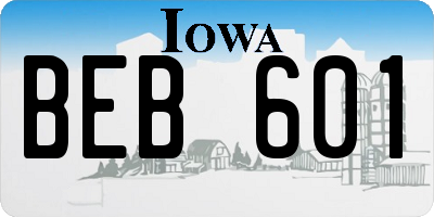 IA license plate BEB601